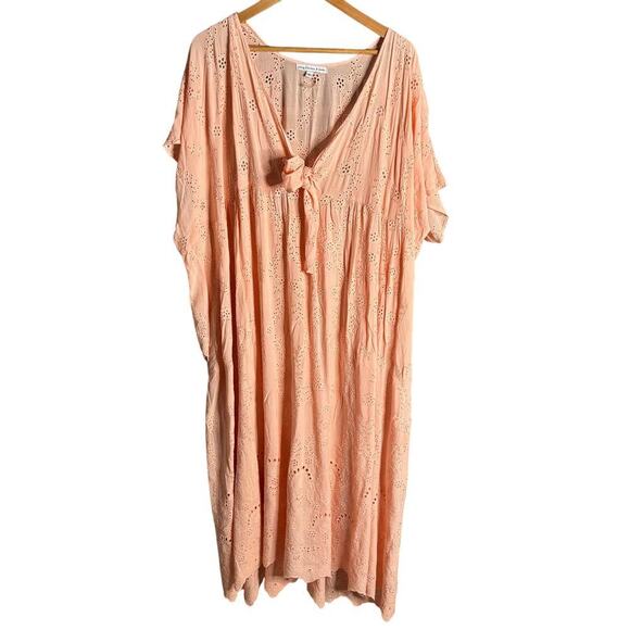 Young Fabulous and Broke Eyelet Kaftan Cover Up Dress Peach Size S - Picture 2 of 4